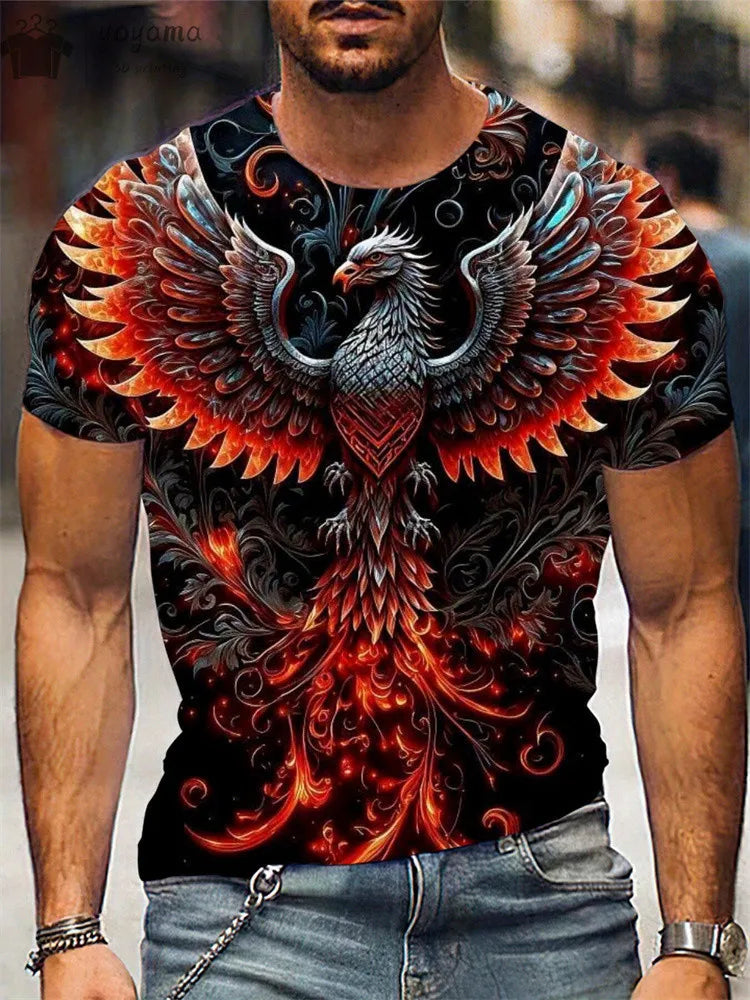 Animal Dragon 3D Print Sport Rychleschnoucí Prodyšné Pánské Tričko Outdoor Street Harajuku Běh Fitness Krátký rukáv Oblečení Top Léto