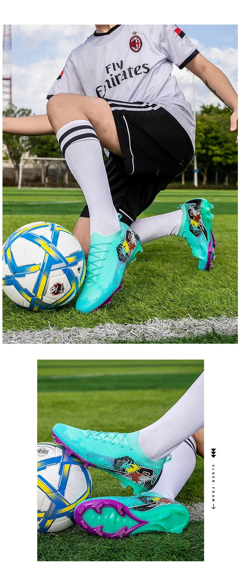 Férfi futballcipő, fűre, ultrakönnyű, sportos, kényelmes, felnőtt, csúszásmentes futballcipő, kültéri stoplis cipő, sport, futsal, edzés, mérkőzés