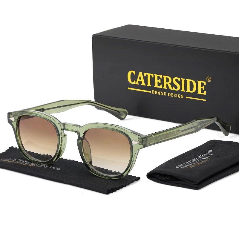 CATERSIDE Retro Round Men Sunglasses Punk Propionic Acid Pin Temple Luxury Sun Glasses Women Sports Leisure Party Eyewear UV400