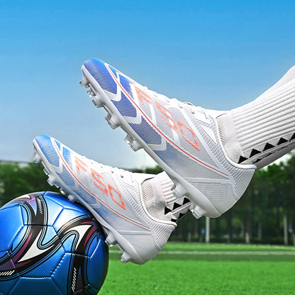 Chaussures de football pour jeunes, crampons pour terrain dur, fermeture à lacets, chaussures de football pour enfants, garçons et filles, chaussures d'entraînement pour activités de plein air.