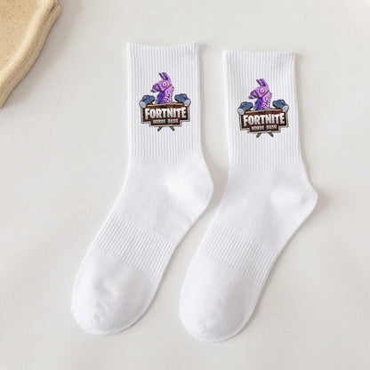 Fortnite Socks Cartoon Game Character Long Socks for Kids and Students in Spring and Autumn Solid Color Cotton Socks Birthday Gifts