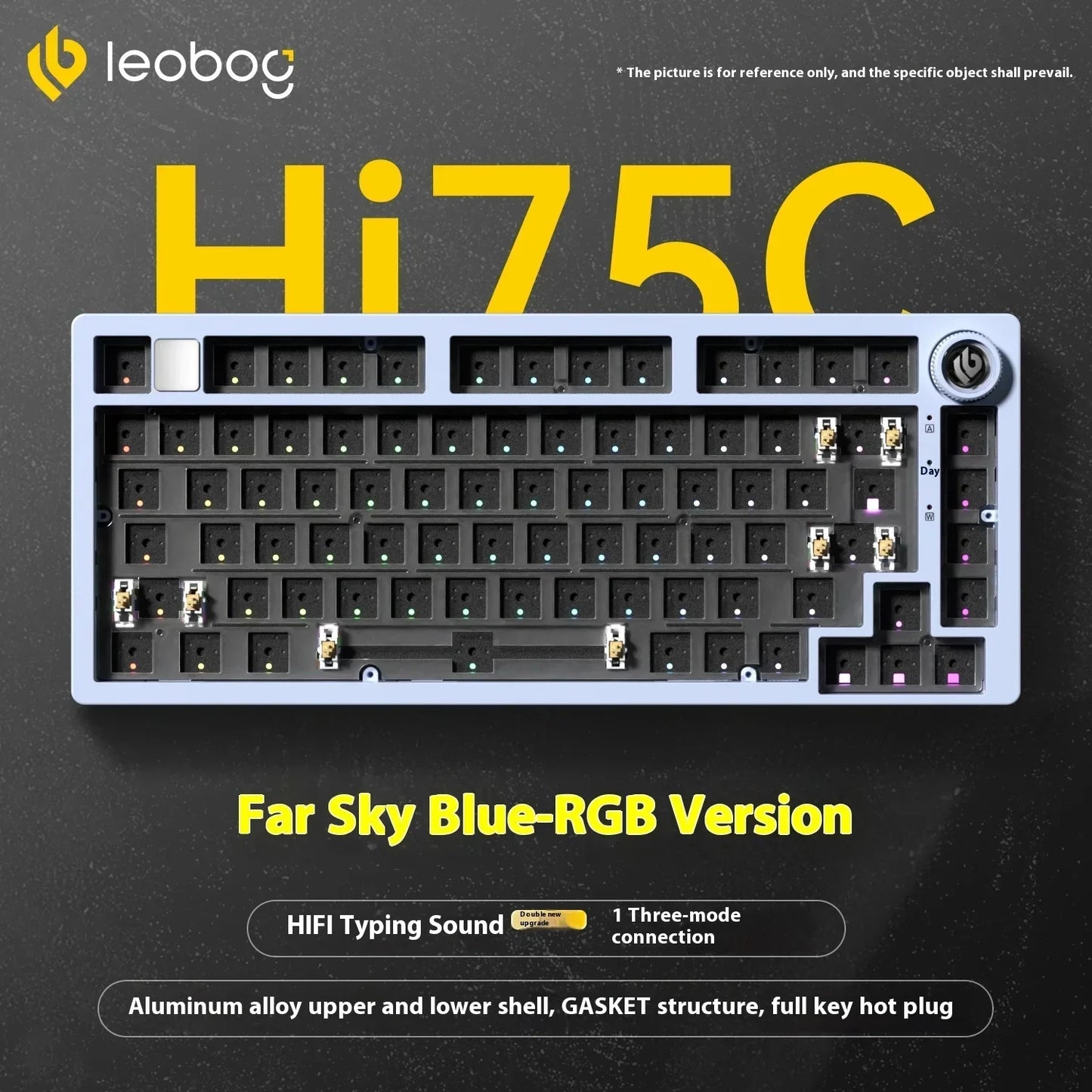 Kit tastiera meccanica LEOBOG Hi75C 3 modalità/cablata Hot Swap con manopola, RGB, guarnizione in lega di alluminio, kit tastiera Hi75C per PC, regalo personalizzato