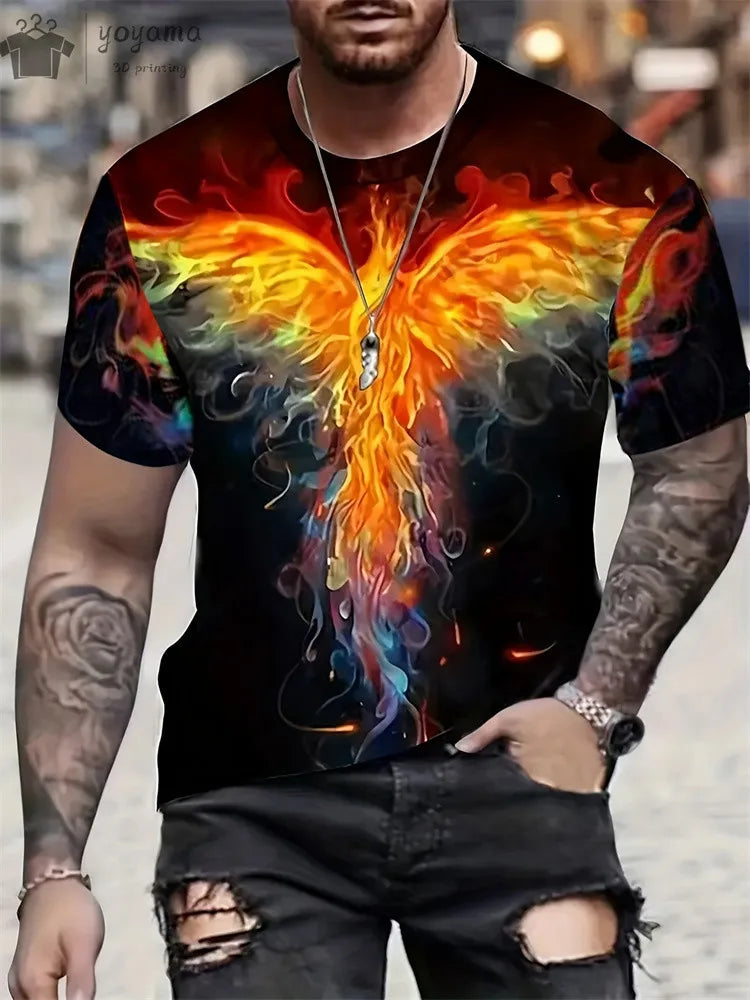 Animal Dragon 3D Print Sport Rychleschnoucí Prodyšné Pánské Tričko Outdoor Street Harajuku Běh Fitness Krátký rukáv Oblečení Top Léto