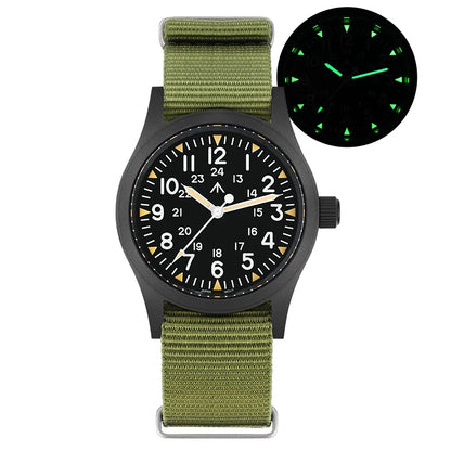 Militado ML05 38mm Vintage Watch VH31 Quartz Movement Field Watches Domed Sapphire Crystal With High Clear AR Coating Wristwatch