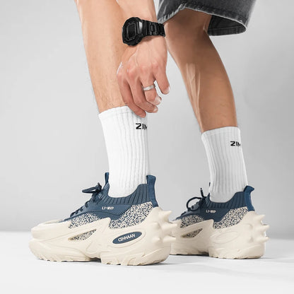 Męskie buty sportowe z elastyczną, grubą podeszwą, antypoślizgowe buty do ćwiczeń na świeżym powietrzu, uniwersalne buty do codziennego noszenia, modne buty uliczne, buty do spacerów