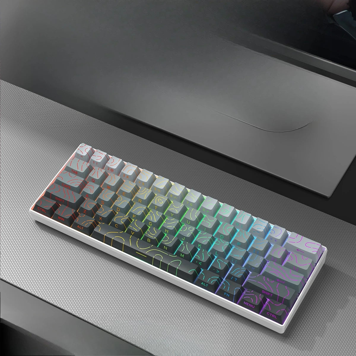 Wireless Gaming Mechanical Keyboard Bluetooth 60 Percent RGB White Triple Mode Portable Keyboards