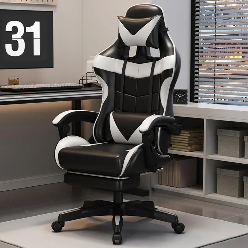 Chaise de jeu ergonomique, chaise de bureau réglable, chaise d'ordinateur pivotante, roulettes silencieuses, support lombaire, siège confortable, pour la maison