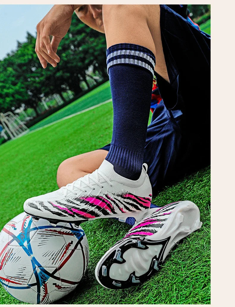 Chuteiras de futebol para homem, sapatos desportivos de futebol, para jogos, unissexo, ultraleves, confortáveis, antiderrapantes, para exterior, para relva, para adultos, de alta qualidade
