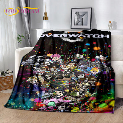 Overwatch Game Gamer D.Va Reaper Soft Plush Blanket, Flannel Blanket Throw Blanket for Living Room Bedroom Bed Sofa Picnic Kid 3D