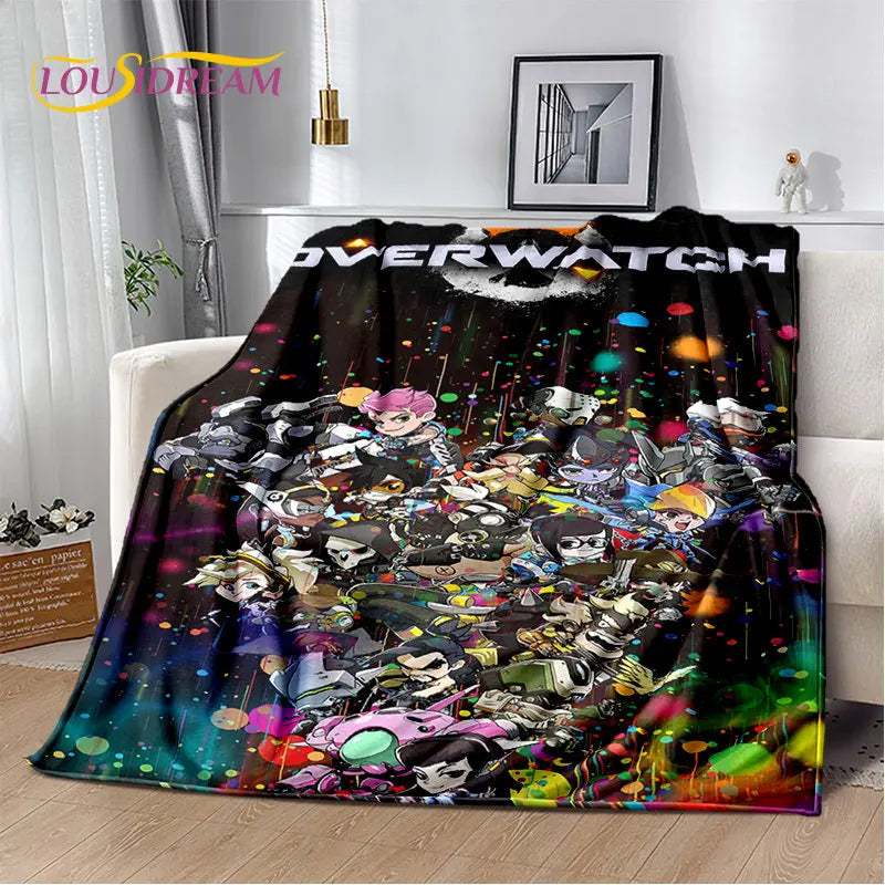 Overwatch Game Gamer D.Va Reaper Soft Plush Blanket, Flannel Blanket Throw Blanket for Living Room Bedroom Bed Sofa Picnic Kid 3D