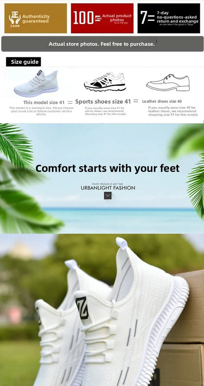 New Summer Men's Shoe Versatile Coconut Shoe Breathable Thin Mesh Casual Slip-On Sports Shoe Comfortable Low Cut round Toe