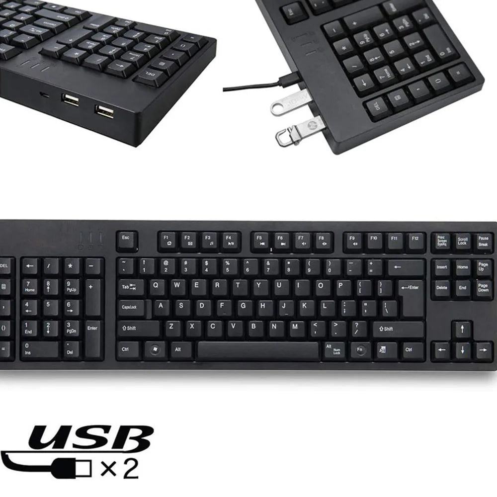 Multimedia 109 Keys Mechanical Gamer Keyboard Left Hand Ergonomic Keyboard + Dual USB HUB Keyboard Wired Keyboard for Laptop PC