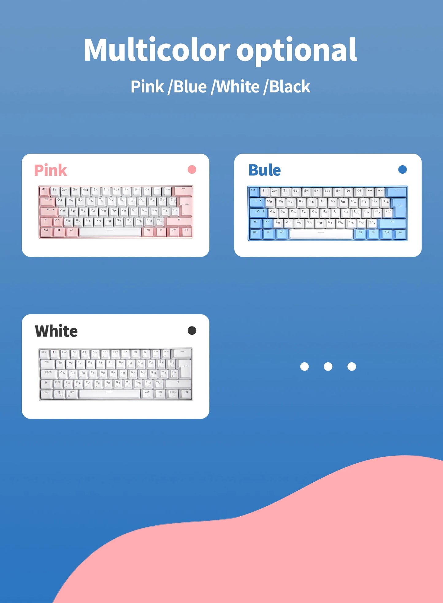 UYIQ YQ62 62 Keys Korean Russian Mechanical Keyboard 60% Mini Portable Color Backlit Wired Gaming Keyboard for Travel Office PC
