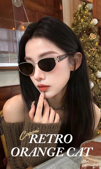 CAPONI Luxury Women Polarized Sunglasses Vintage Acetate Outdoor Original Design Eyewear UV400 Protection Brown Shade CP34020