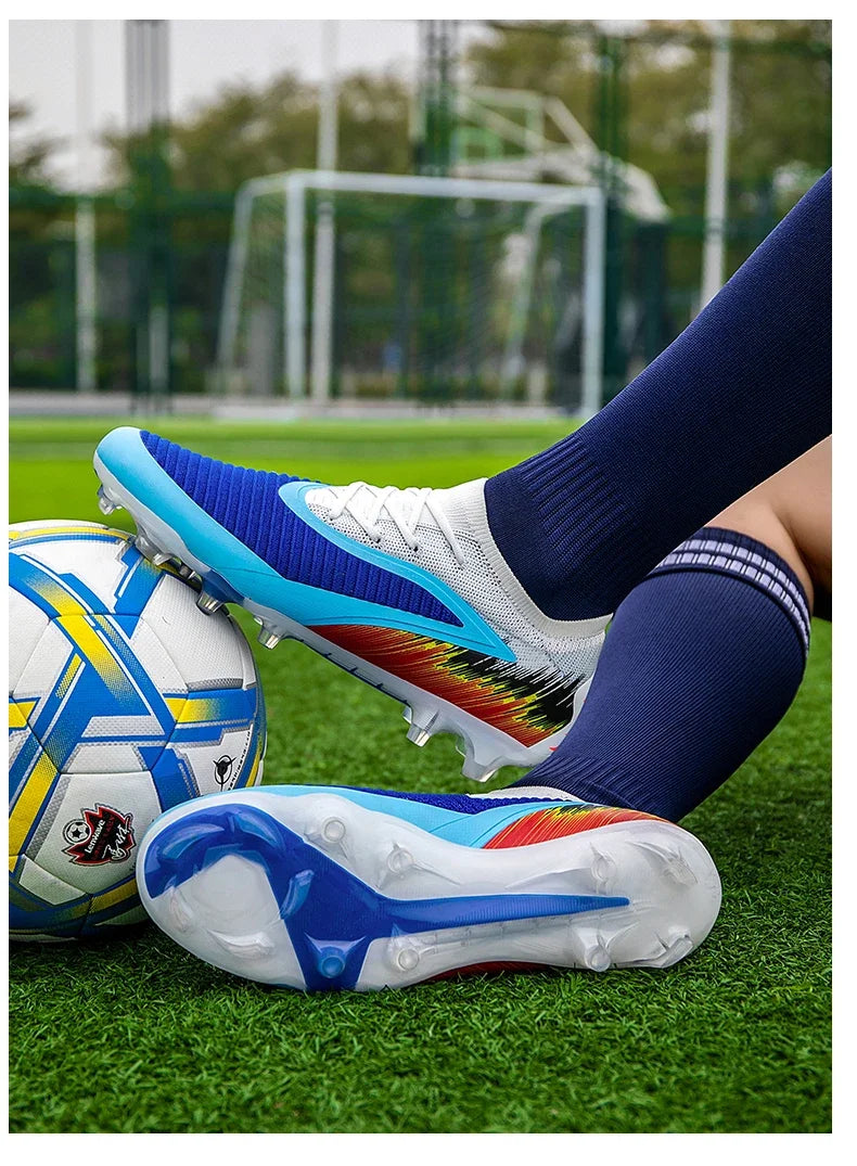 Men Football Boots Shoes FG Soccer Shoes Non-Slip Cleats Ultralight Soccer Match Long Spikes Outdoor Training Drop Shipping
