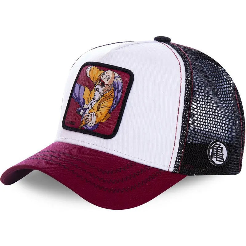 New Dragon Ball Son Goku Cap Summer Travel Peaked Cap Men's Embroidery Hip-Hop Cap Style Sun Visor Adjustable Trucker Mesh Cap
