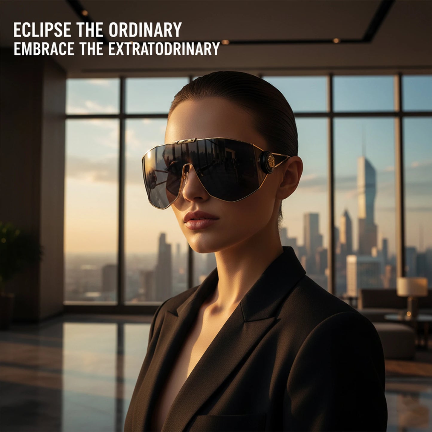 Oversized One-Piece Windproof Mask Sunglasses Women 2026 Luxury Fashion Vintage Steampunk Polygon Shield Wrap Around Sun Glasses
