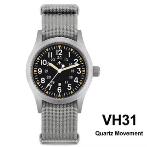Militado ML05 38mm Military Field Watch VH31 Sweep Quartz Movement Domed Sapphire Crystal Waterproof 100M Super Luminous Watches