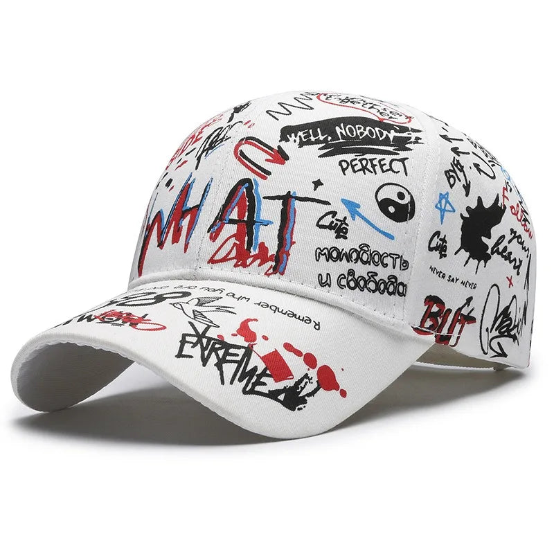 Șapcă de baseball unisex din bumbac cu imprimeu graffiti, pentru femei și bărbați, snapback trendy stil hip-hop, pentru exterior