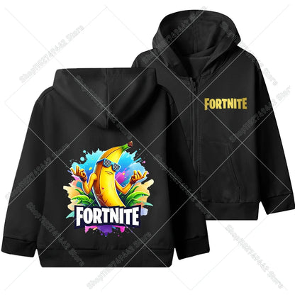Juego de moda: sudaderas con capucha y cremallera de Fortnite. Chaqueta con capucha para niños. Sudadera fina de otoño. Ropa de manga larga para niño. Abrigo con capucha informal.