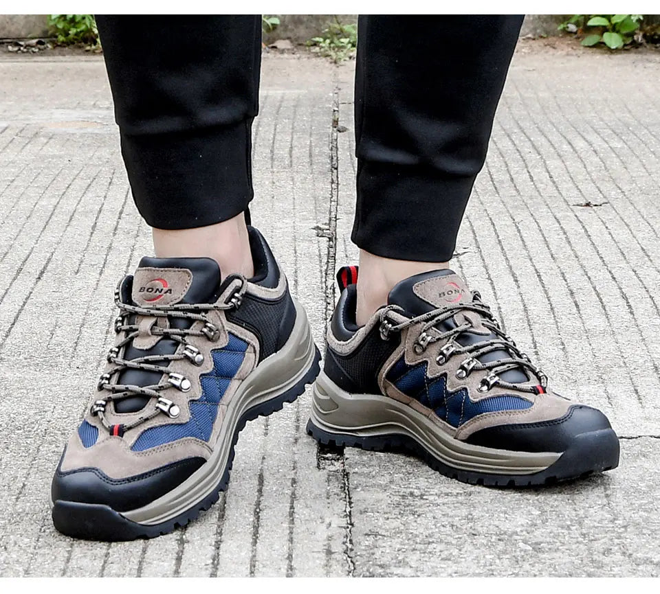 BONA 2023 New Designers Hiking Shoes Trekking Sneakers Men Shoes Man Trekking Walking Mansculino Fishing Camping Jogging Shoes