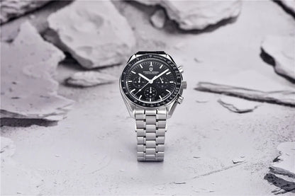 PAGANI DESIGN – Nouvelle montre à quartz de luxe pour homme, dotée d’un cadran à motif météorite, chronographe sportif, verre saphir avec traitement antireflet.