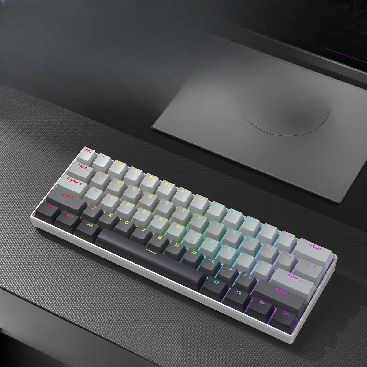 Wireless Gaming Mechanical Keyboard Bluetooth 60 Percent RGB White Triple Mode Portable Keyboards