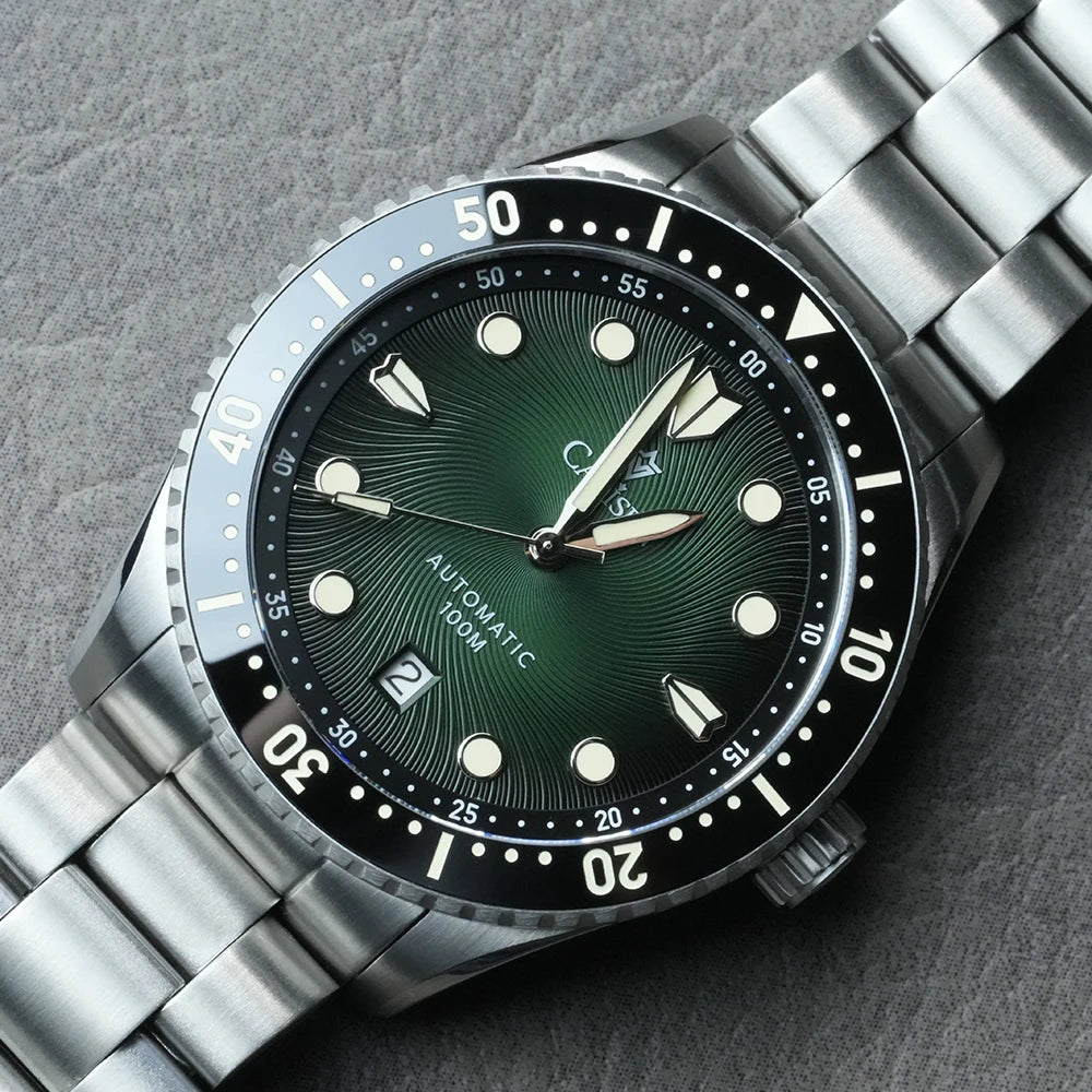 Montre mécanique automatique CADISEN – Modèle de luxe avec verre saphir, mouvement japonais MIYOTA 8215, cadran bleu et lunette en céramique – Étanche – Idée cadeau pour homme