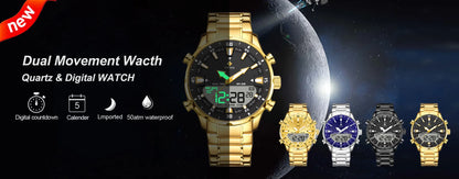 Sports Watches For Men Fashion Quartz Men Big Clock WWOOR Top Brand Luxury Military Full Steel Waterproof Chronograph Wristwatch