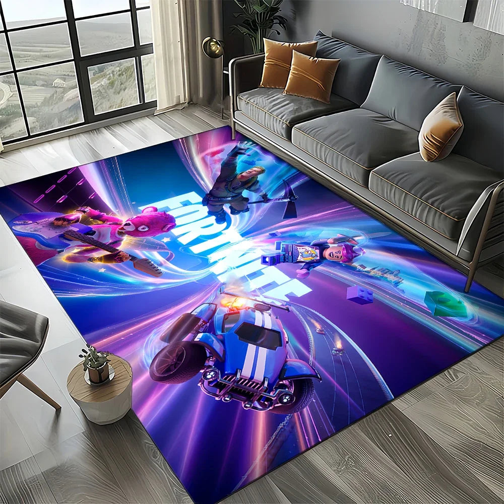 Tapis de jeu 3D F-Fortnite à motif cartoon pour le salon, la chambre, la maison ou la décoration du canapé ; tapis de jeu pour enfants, tapis de sol antidérapant