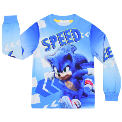 Sonic New Spring Autumn Children's Pajamas Boys and Girls Cartoon Long Sleeve Clothes Toddler Cotton Pajama Set Hedgehog Gift