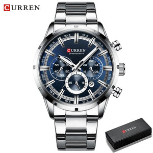 CURREN Top Brand Luxury Military Leather Wrist Watch Casual Sport Watches for Men Blue Man Clock Fashion Chronograph Wristwatch