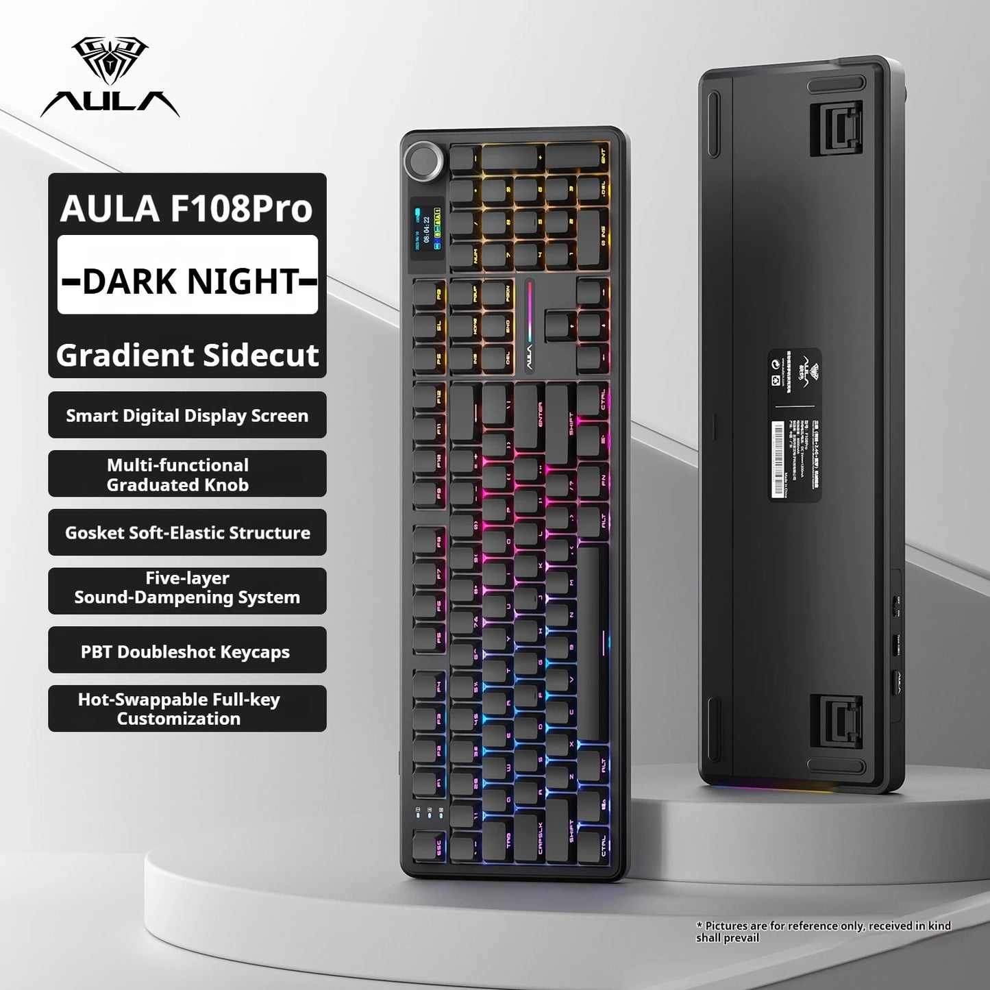 AULA F108 PRO Mechanische Tastatur Custom 100%-Layout RGB-Hintergrundbeleuchtung Kabellos Bluetooth Hifi-Switch Gaming-Tastatur