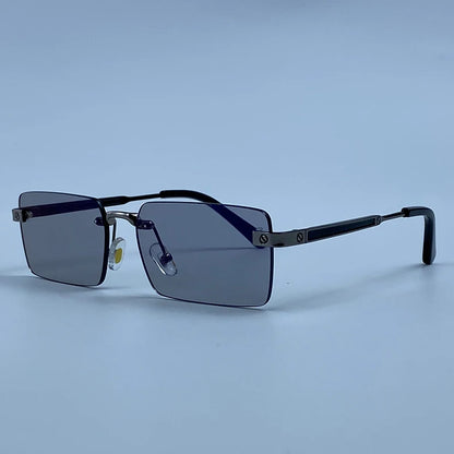 Vintage Rimless Rectangle Sunglasses Men 2026 Luxury Brand Designer Square Metal Frame Sun Glasses Hip Hop Y2K Fashion Eyewear