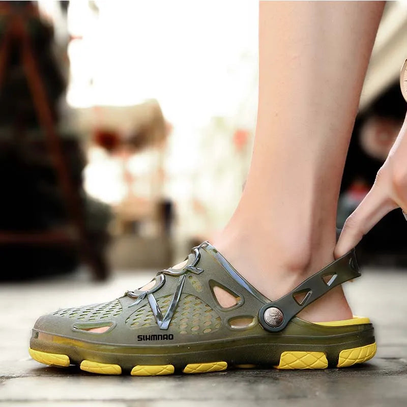 Men's Summer Outdoor Fishing Shoes, Anti Slip Lightweight Casual Beach Sandals, Durable Thick Soled Shoes for Home Use