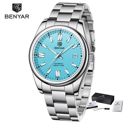 BENYAR New BY-5185M Luxury Automatic Watch 10Bar Waterproof Stainless Steel Men's Mechanical Watch Men's Sports Watch
