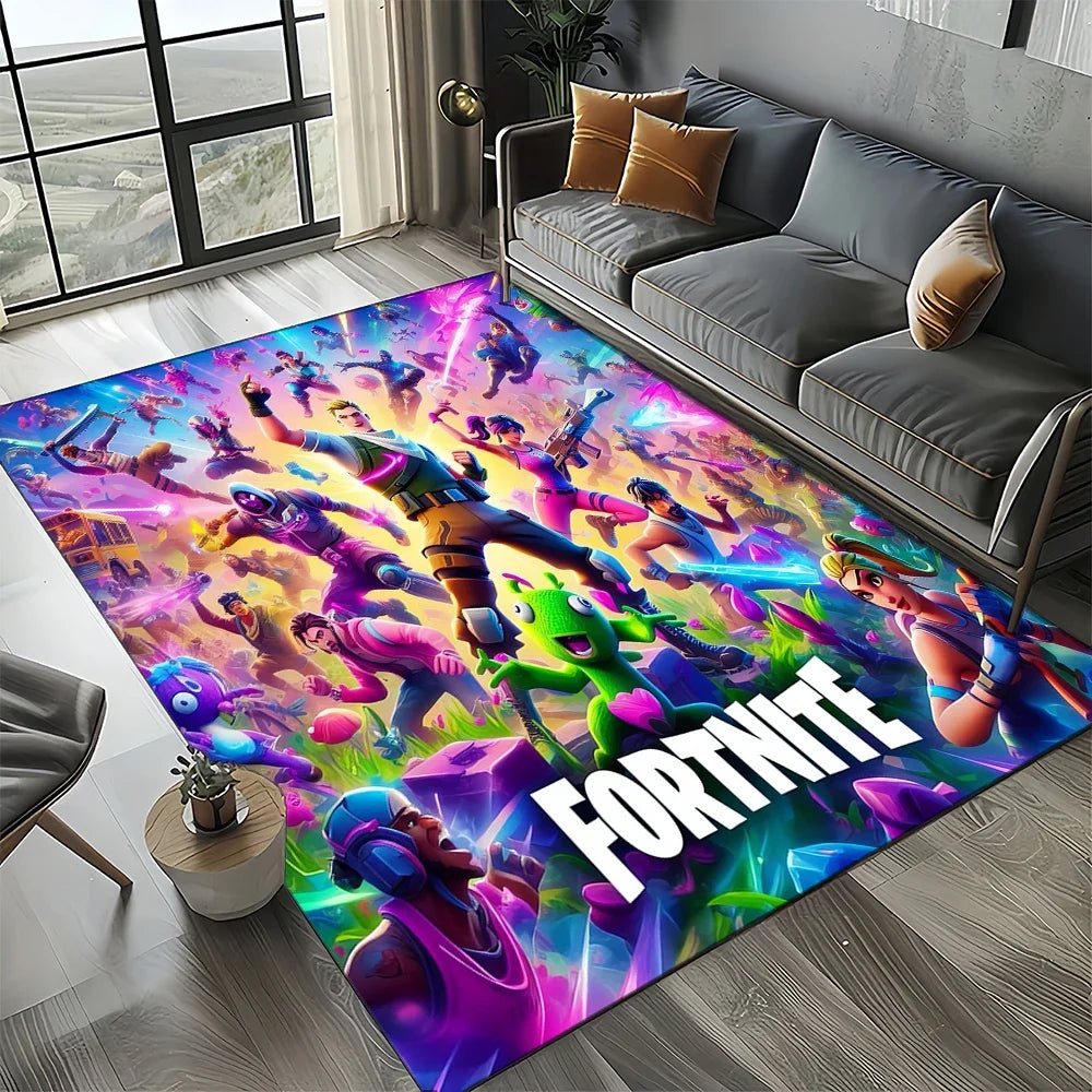 Tapis de jeu 3D F-Fortnite à motif cartoon pour le salon, la chambre, la maison ou la décoration du canapé ; tapis de jeu pour enfants, tapis de sol antidérapant