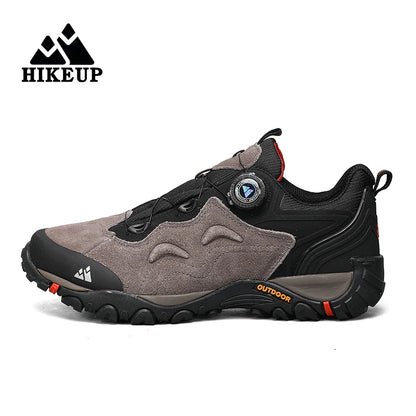 HIKEUP: Zapatos de piel para hombre, zapatillas de senderismo para actividades al aire libre, zapatillas de trekking para turismo, zapatillas de trail running para escalada y montaña, tensor