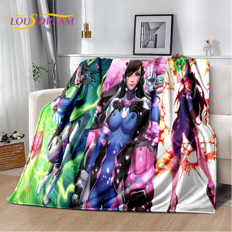 Overwatch Game Gamer D.Va Reaper Soft Plush Blanket, Flannel Blanket Throw Blanket for Living Room Bedroom Bed Sofa Picnic Kid 3D