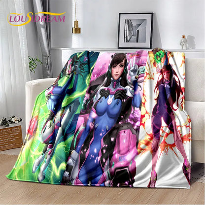 Overwatch Game Gamer D.Va Reaper Soft Plush Blanket, Flannel Blanket Throw Blanket for Living Room Bedroom Bed Sofa Picnic Kid 3D