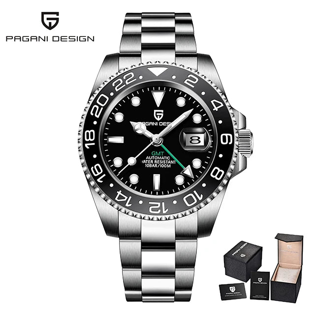 New PAGANI DESIGN Top Brand GMT Mens Wristwatch Sapphire Glass Automatic Men's Watch 100M Waterproof 40mm Men Mechanical Watches
