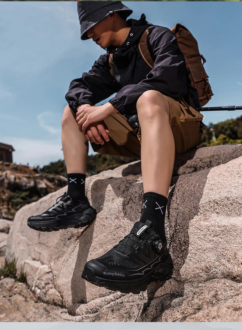 Chaussures de randonnée respirantes pour homme — Boucle rotative, semelle antidérapante