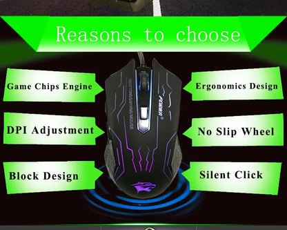 New 2026 Silent Click USB Wired Gaming Mouse 6 Buttons RGB Lighting Mute Optical Computer Mouse Mice for PC Laptop Notebook Game
