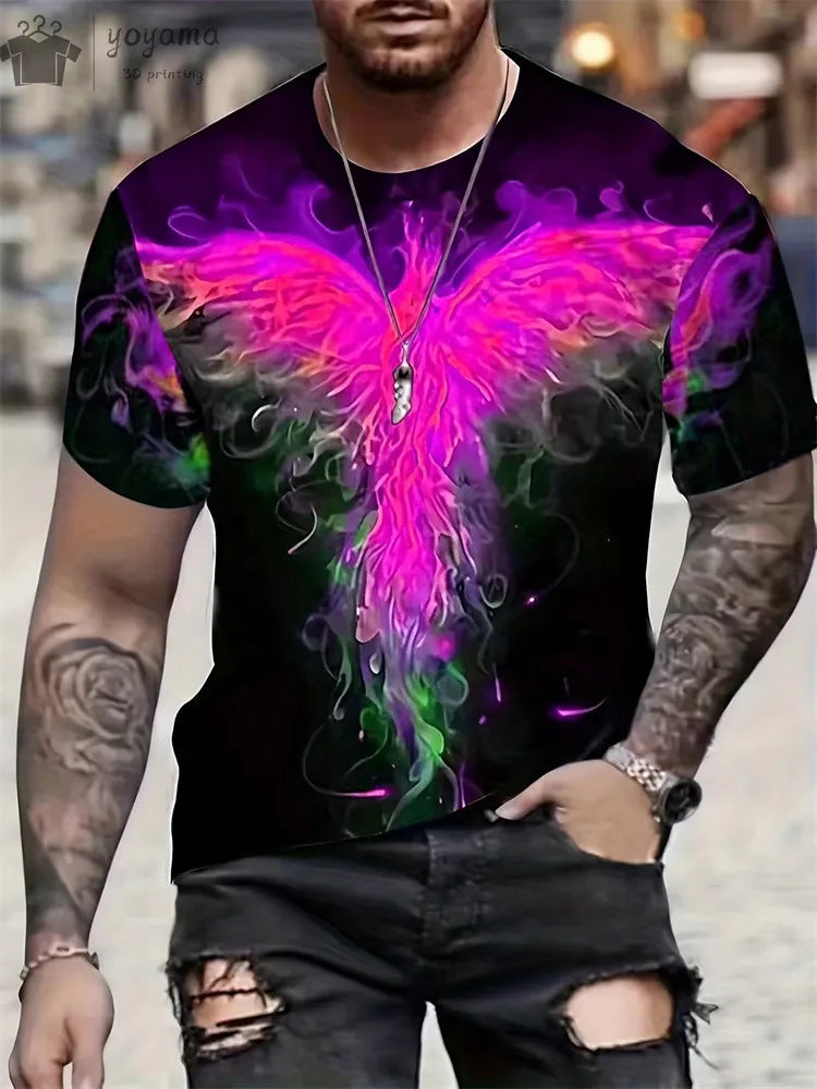 Animal Dragon 3D Print Sport Rychleschnoucí Prodyšné Pánské Tričko Outdoor Street Harajuku Běh Fitness Krátký rukáv Oblečení Top Léto