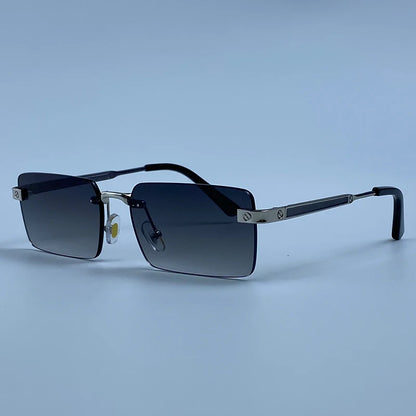 Vintage Rimless Rectangle Sunglasses Men 2026 Luxury Brand Designer Square Metal Frame Sun Glasses Hip Hop Y2K Fashion Eyewear
