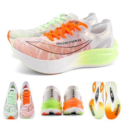 IRUNSVAN Men Professional Marathon Running Shoes Nylon Carbon Plate Road Sports Shoes Lightweight Women Trainers Sport Sneakers