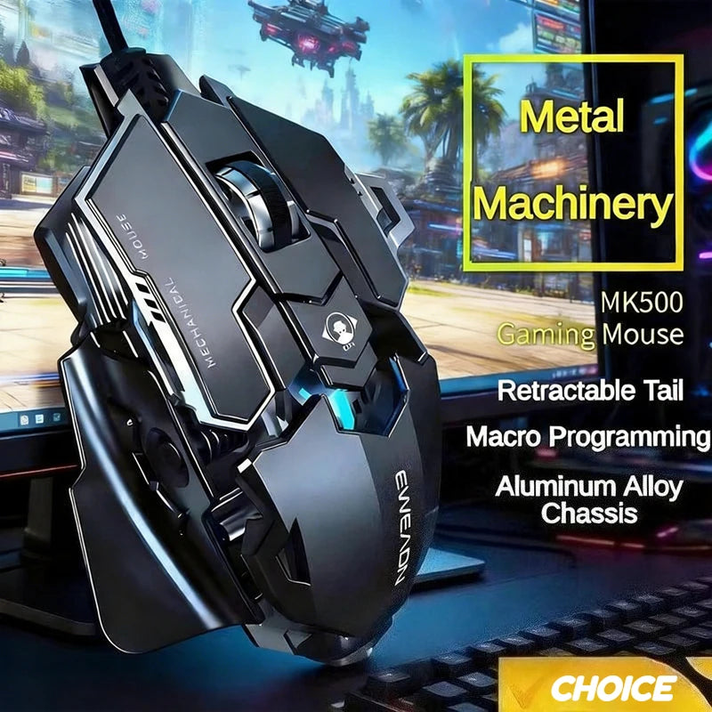 Hot Selling Mechanical Wired Gaming Mouse 9 Keys Macro Definition 12800DPI RGB Backlit Gaming Computer Mouse for Laptop Desktop
