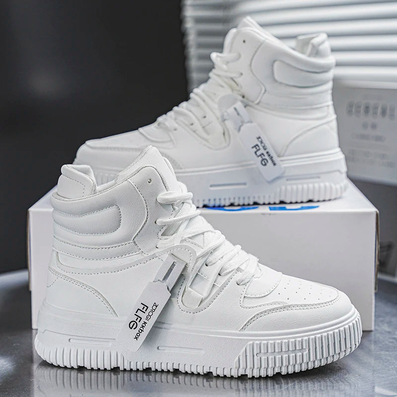 Fashion Casual Sneakers High Top Skateboard Shoes Student Boots Men and Women Trend Wear Resistant Two-color Couples
