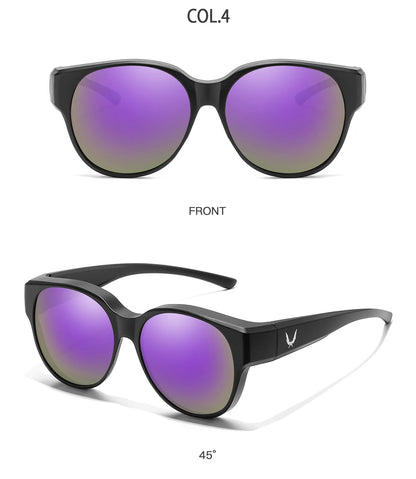 Okulary nakładane na okulary korekcyjne z etui, do noszenia na okularach korekcyjnych, unisex, okrągłe, z ochroną przed promieniowaniem UV, do uprawiania sportów na świeżym powietrzu, wędkarstwa, turystyki pieszej i jazdy na rowerze