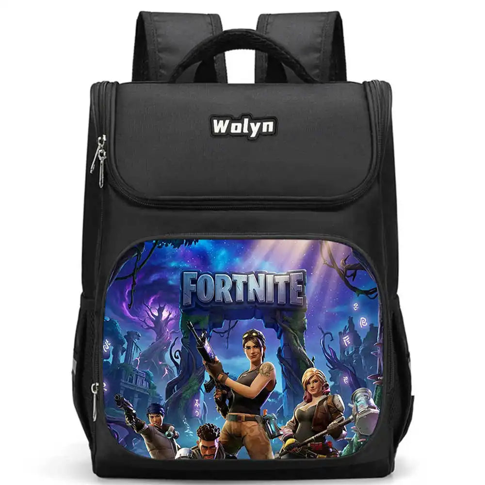 School Backpack With Multi Compartment ,Large Cartoon Fortnite School Bags For Boys & Girls,Durable Child Backpack For Aged 5-10